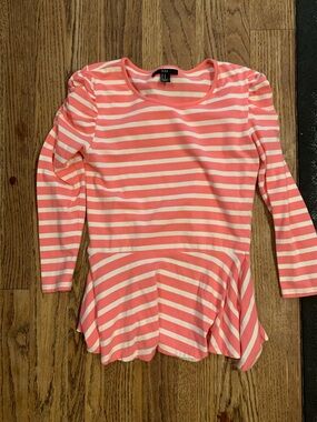 Forever 21 Coral and White Striped Top